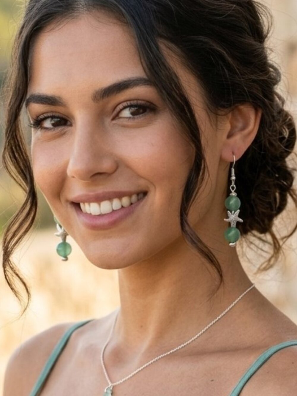 Moss Jade Starfish Pierced Earrings